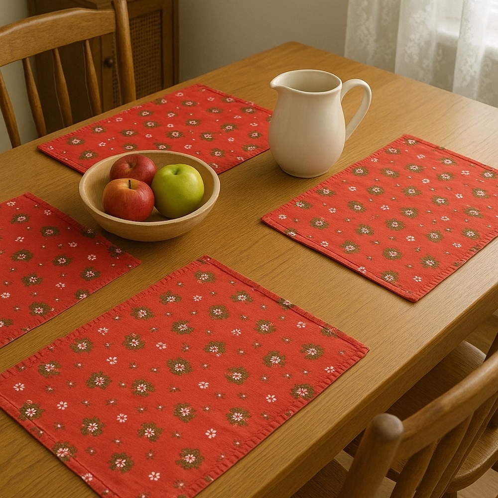 CHRISTMAS Wreath Resversible Set of Four Vintage Placemats - Picture 1 of 10